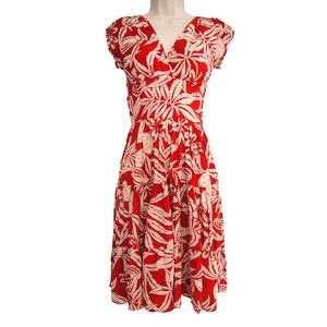 Trashy Diva Womens Bonita Dress in Cactus Rouge 0 Red Retro Ruffle Cinched Waist